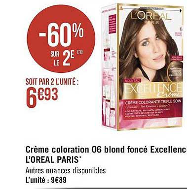 crème coloration 06 blond foncé excellence l'oréal paris
