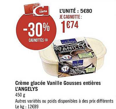 crème glacée vanille gousses entières l'angelys