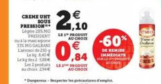 crème uht sous pression -60% de remise immédiate