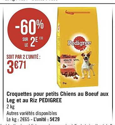 croquettes pour petits chiens au boeuf aux leg et au riz pedigree