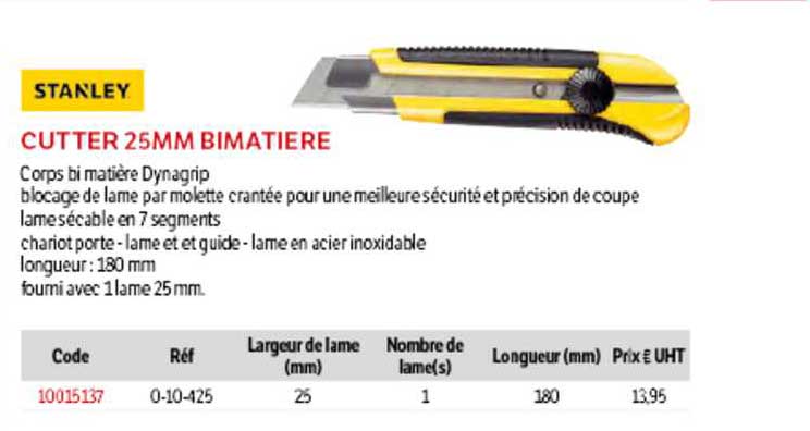 cutter 25mm bimatière stanley