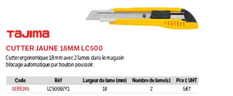 cutter jaune 18mm lc500 tajima