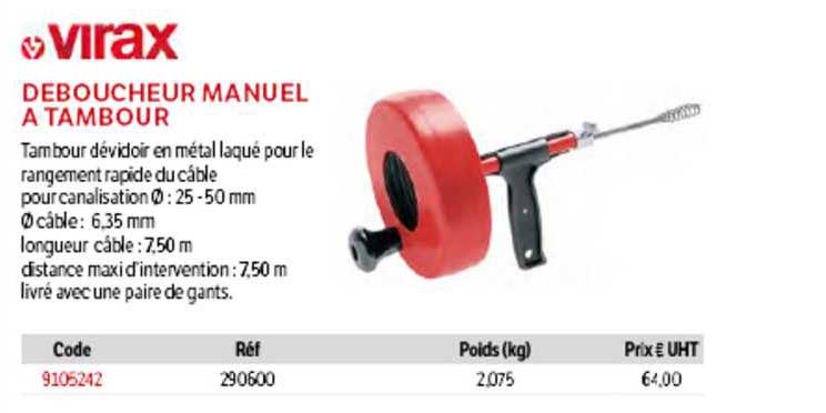 déboucheur manuel à tambour virax
