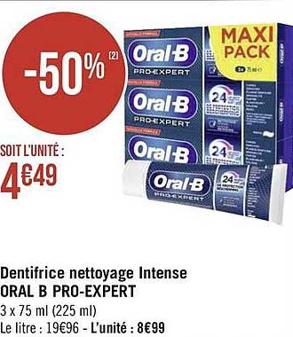 dentifrice nettoyage intense oral b pro-expert