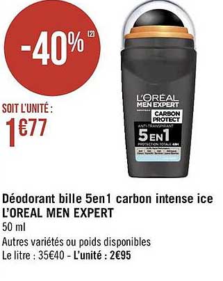déodorant bill 5 en 1 carbon intense ice l'oréal men expert