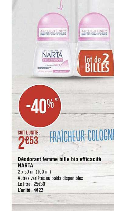 déodorant femme bille bio efficacité narta