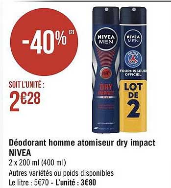 déodorant homme atomiseur dry impact nivea