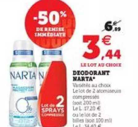 Déodorant Narta -50% De Remise Immédiate