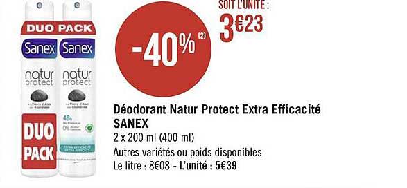 déodorant natur protect extra efficacité sanex