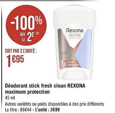 déodorant stick fresh clean rexona maximum protection