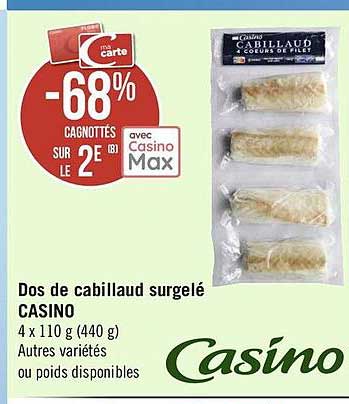 Dos De Cabillaud Surgelé Casino