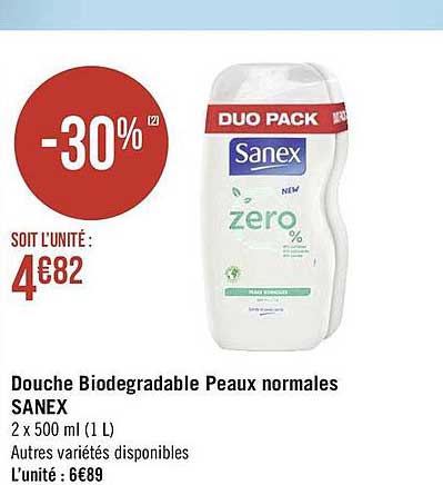 douche biodegradable peaux normales sanex