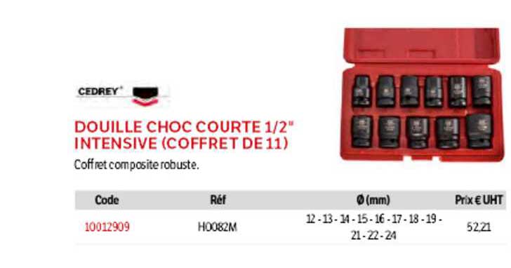 Douille Choc Courte 1-2" Intensive (Coffret DE11)