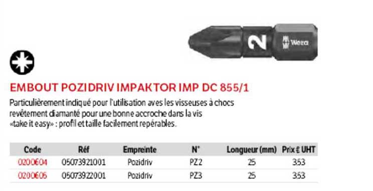 embmout pozidriv impaktor imp dc 855-1