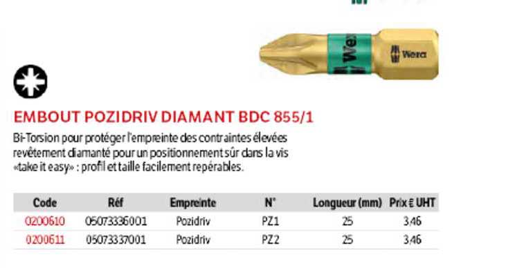Embout Pozidriv Diamant Bdc 855-1