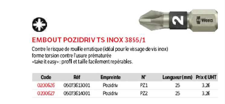 embout pozidriv ts inox 3855-1
