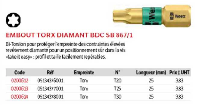 Embout Torx Diamant Bdc Sb 867-1