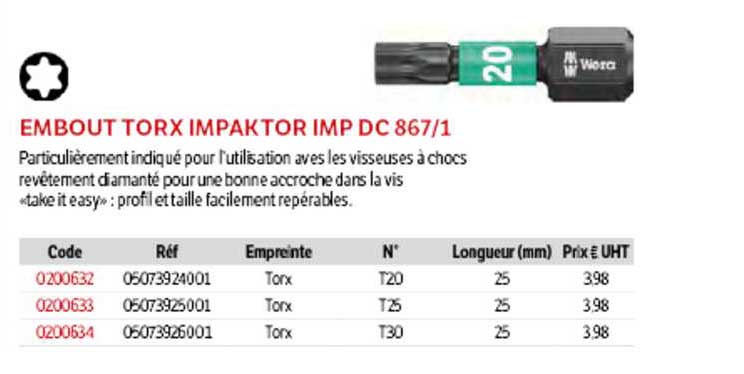 embout torx eimpaktor imp dc 871-1 wera