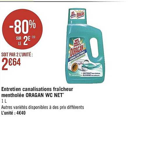 Entretien Canalisations Fraîcheur Mentholée Oragan Wc Net