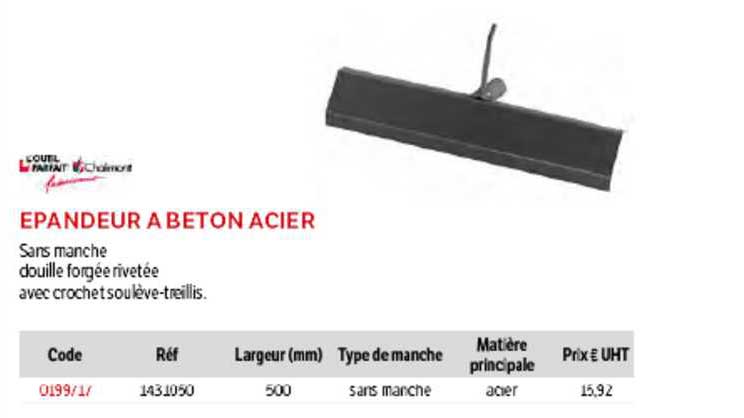 épandeur à Béton Acier