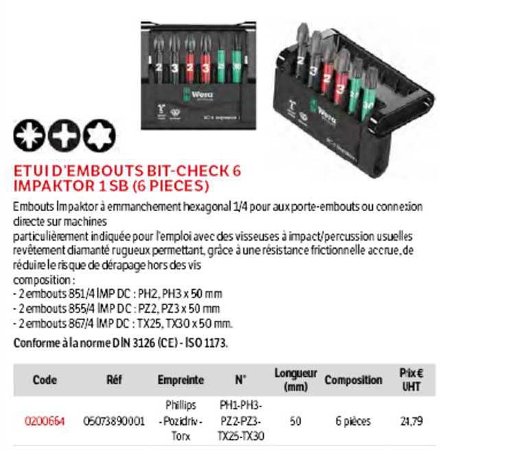 étui d'embouts bit-check 6 impaktor 1 sb (6 pièces)