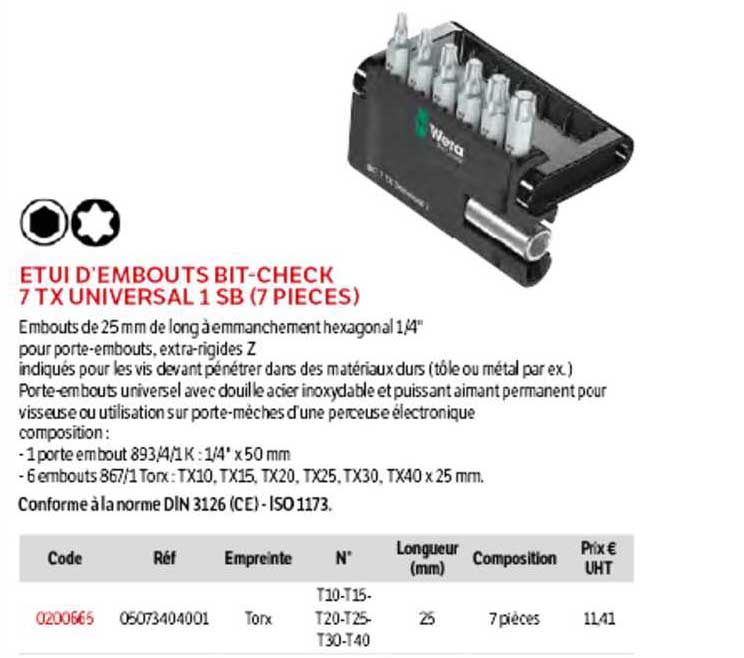 étui d'embouts bit-check 7tx universal 1 sb (7 pièces)
