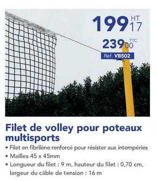 Filet de volley pour poteaux multisports