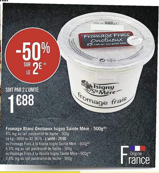 fromage blanc onctueux isigny sainte mère - 500 g