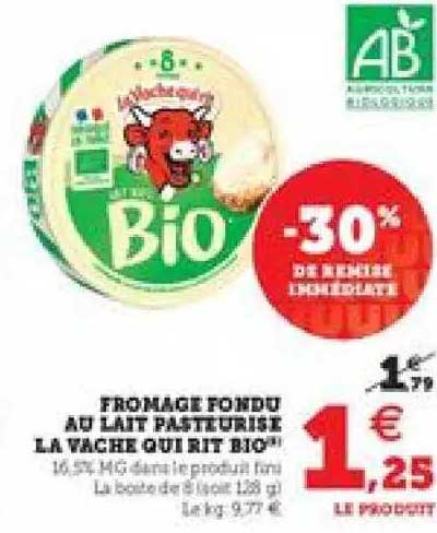 fromage fondu au lait pasteurisé la vache qui rit bio -30% de remise immédiate