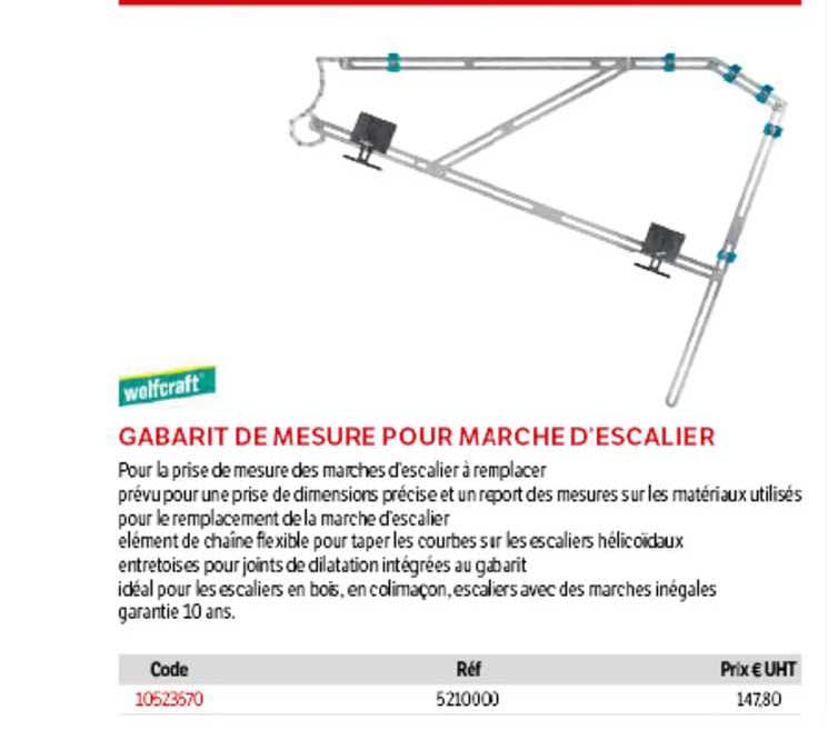 gabarit de mesure pour marche d'escalier