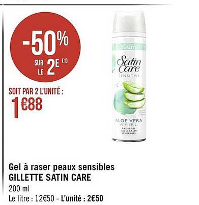 gel à raser peaux sensibles gillette satin care
