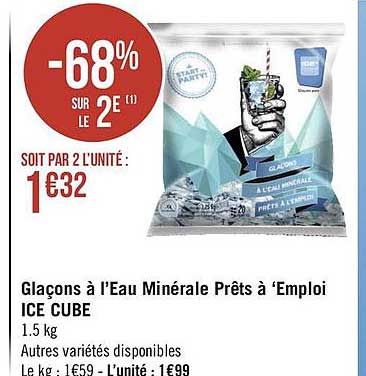 glaçons à l'eau minérale prêts à emploi ice cube