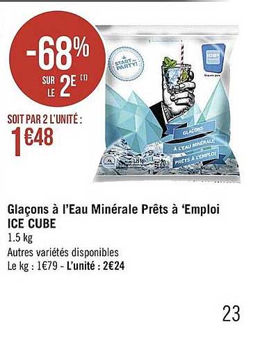glaçons à l'eau minérale prêts à emploi ice cube