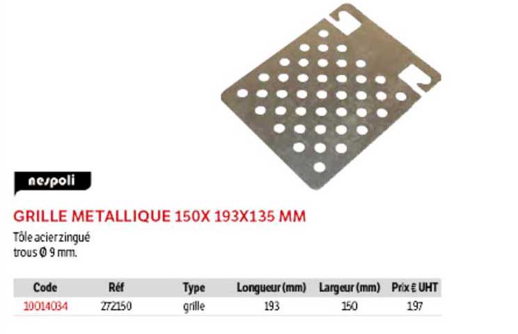 Grille Métallique 150 X 193 X 135 Mm Nespoli