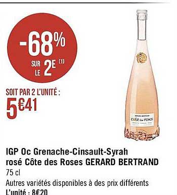 igp oc grenache-cinsault-syrah rosé côte des roses gerard bertrand