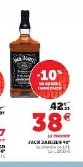 jack daniel 40° -10% de remise immédiate