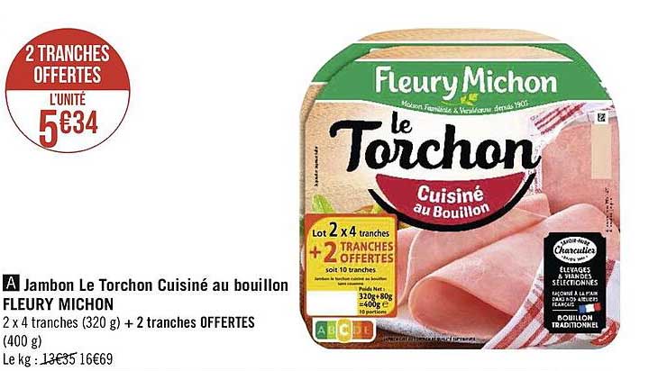 jambon le torchon cuisiné au bouillon fleury michon