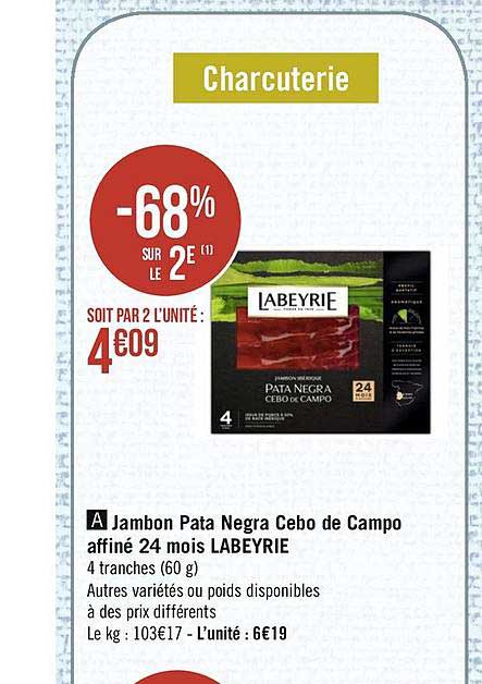 jambon pata negra cebo de campo affiné 24 mois labeyrie