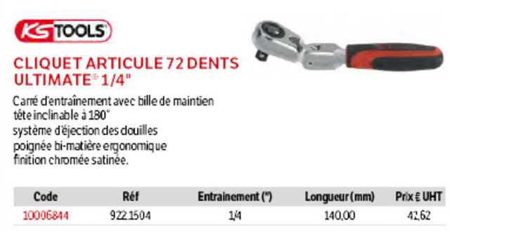KSTools Cliquet Articule 72 Dents Ultimate 1-4"