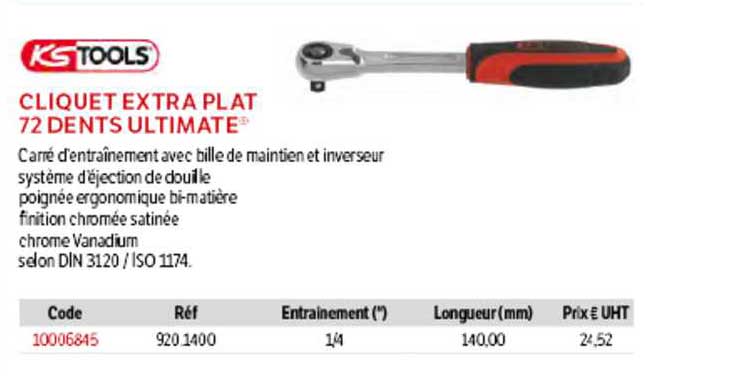 KSTools Cliquet Extra Plat 72 Dents Ultimate