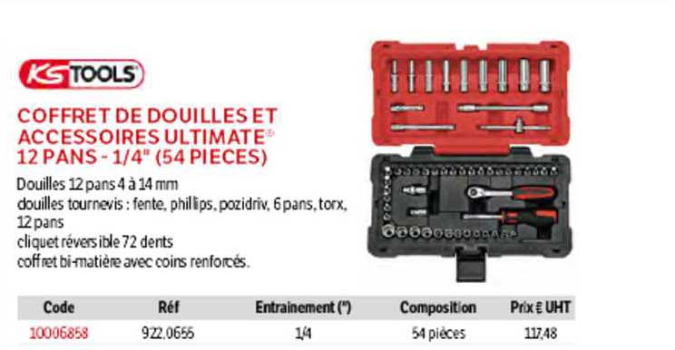 KSTOOLS Coffret De Douilles ET Accessoires Ultimate 12 Pans - 1-4" (54 Pieces)