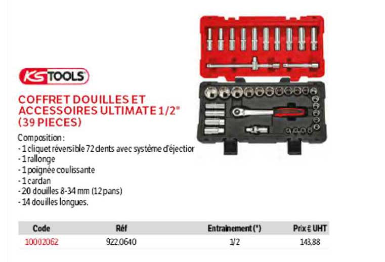 KSTools Coffret Douilles et Accessoires Ultimate 1-2" (39 Pieces)