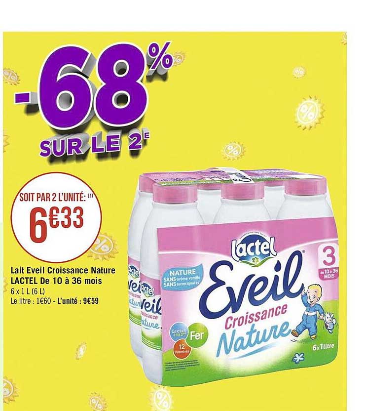 Lait éveil Croissance Nature Lactel De 10 à 36 Mois