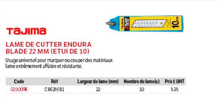 lame de cutter endura blade 22 mm (étui de 10) tajima