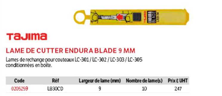 lame de cutter endura blade 9 mm tajima