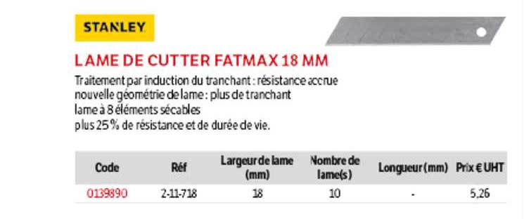 Lame De Cutter Fatmax 18 Mm Stanley