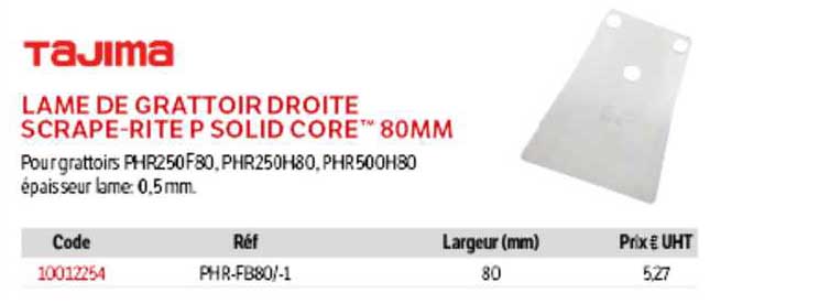 lame de grattoir droite scrape-rite p solid core 80mm tajima