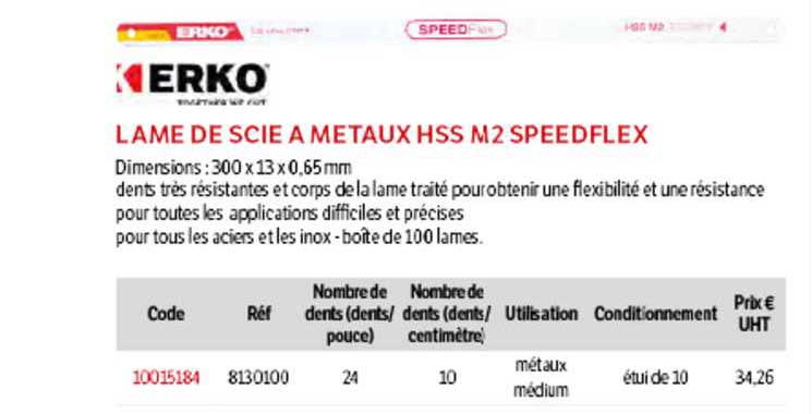 lame de scie à métaux hss m2 speedflex
