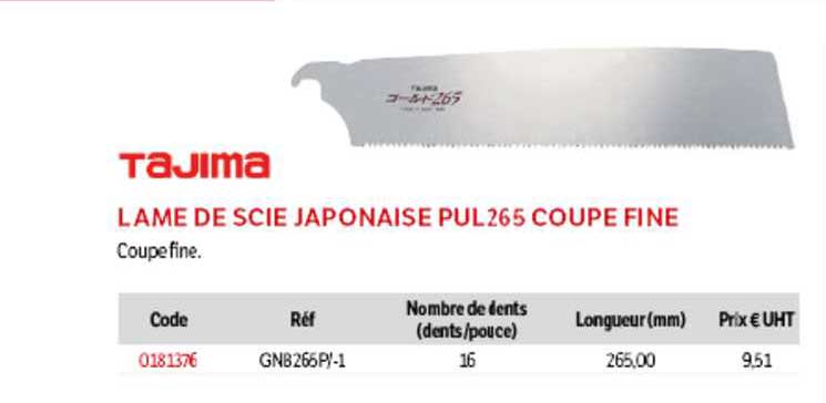 lame de scie japonaise pul 265 coupe fine tajima
