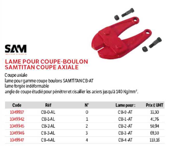 lame pour coupe-boulon samtitan coupe axiale
